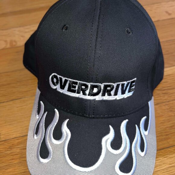 "Overdrive" Black Dad Cap With Flames *Brand NEW* - Picture 1 of 7